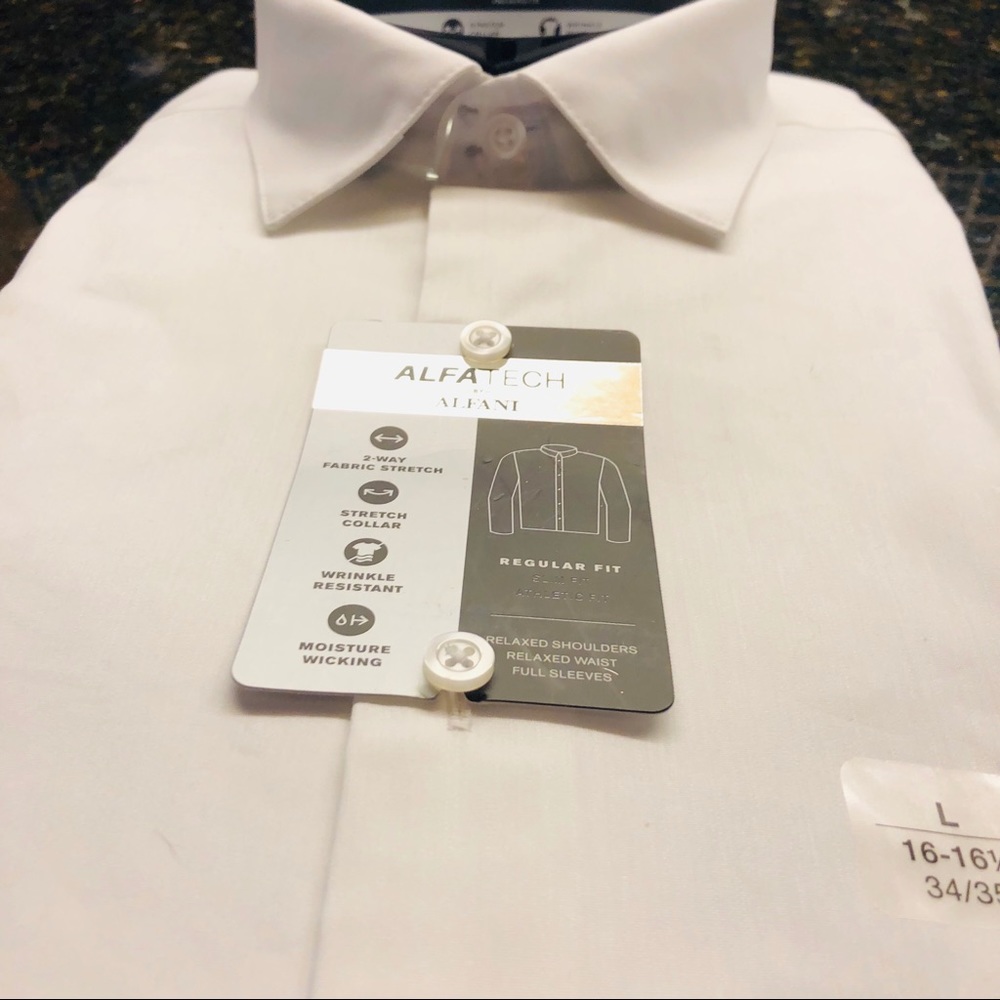 Men’s White Dress Shirt Alfani Regular/Classic Fit - Picture 5 of 7